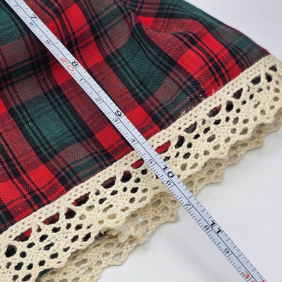 Vintage Handmade Angel Cloth Doll With Green Red Plaid Dress Lace Trim Christmas - Picture 6 of 9